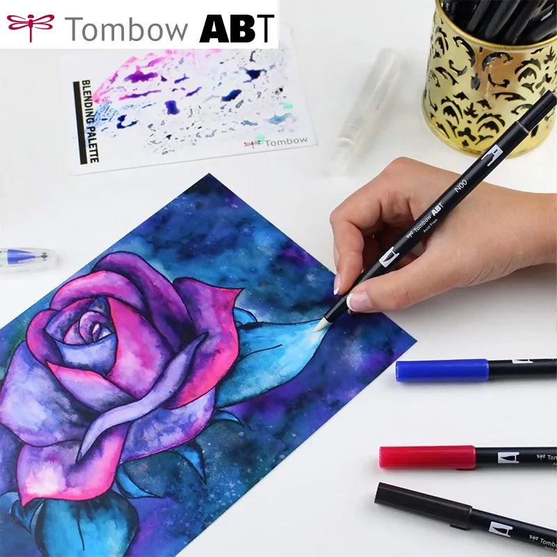 Tombow Aquarell-Marker-Set, 10-teilig, ABT-Nylon, weiche Spitze, Doppelpinselstift, ungebunden, ungiftig, sicheres Zeichenhandbuch, japanisches Briefpapier So ist Leben