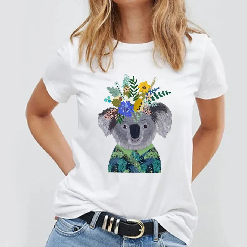 Lässiges Basic-T-Shirt mit schlichtem Design und Panda-Print - So ist Leben