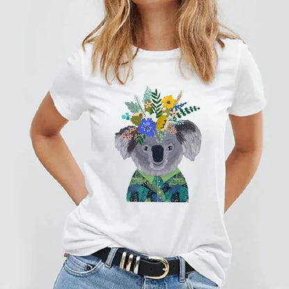 Lässiges Basic-T-Shirt mit schlichtem Design und Panda-Print - So ist Leben