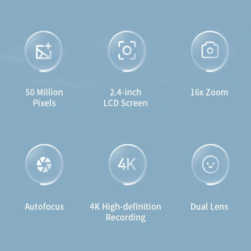 4K Digital Camera 50 Megapixels HD Photography Travel Selfie Camera 2.4 inch Screen Entry-Level Kids Campus Selfie Mini Camera So ist Leben