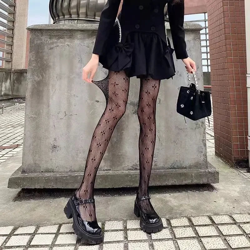 Klassische Lolita Höhlte Heraus Spitze Mesh Strümpfe Mit Flachem Boden Strumpfhosen Frauen Sexy Japanische Mädchen Gothic Punk Retro Spinne Web Strumpfhosen So ist Leben