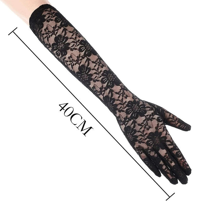 Mesh Fishnet Bowknot Lange Handschuhe für Frauen Spitze Rüschen Fingerlose Handschuhe Fäustlinge JK Lolita Kawaii Weiße Handschuhe UV-Schutz Y2k So ist Leben