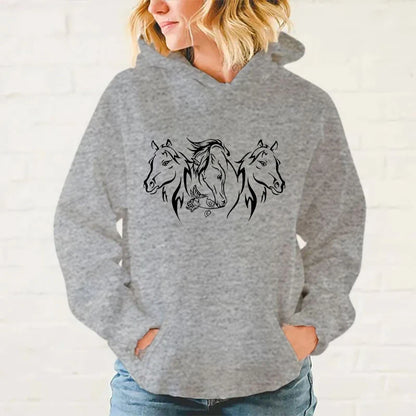 Y2K Hoodies Pferde-Hoodies Pullover Unisex Kapuzenpullover Harajuku Streetwear Langarm So ist Leben