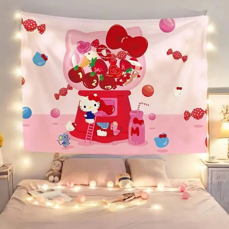 Hello‑Kitty Wandteppich im modernen Cartoon‑Stil