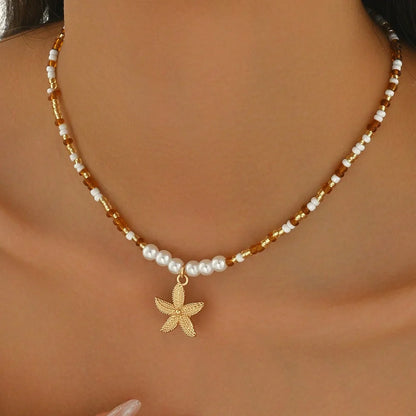 Modische natürliche Muschel-Perlen-Halskette, Muschel-Anhänger, vom Ozean inspirierter Schmuck, Halsband, geeignet für Frauen, Urlaub, Party, Alltag So ist Leben