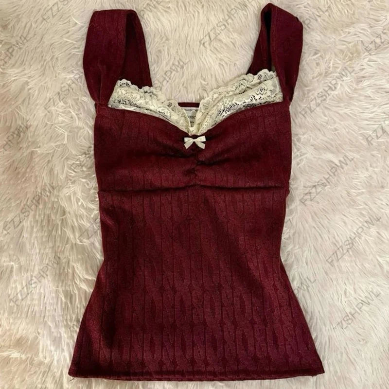 Mode Niedlichen Verband Bogen Gestellte Top Rosa Süße Kokette Süße T Shirts Herbst Frühling Casual Quadratischen Kragen T Frauen y2k Ästhetischen So ist Leben