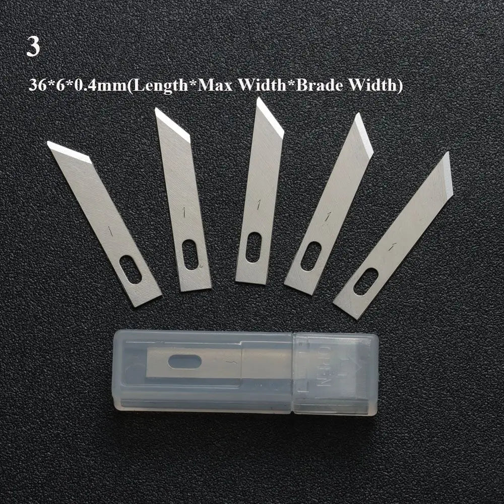 10PCS Klingen Cutter Handwerk Holz Carving Messer Gravur Nicht-Slip Metall Skalpell Messer Teile Handy PCB Reparatur hand Werkzeuge So ist Leben