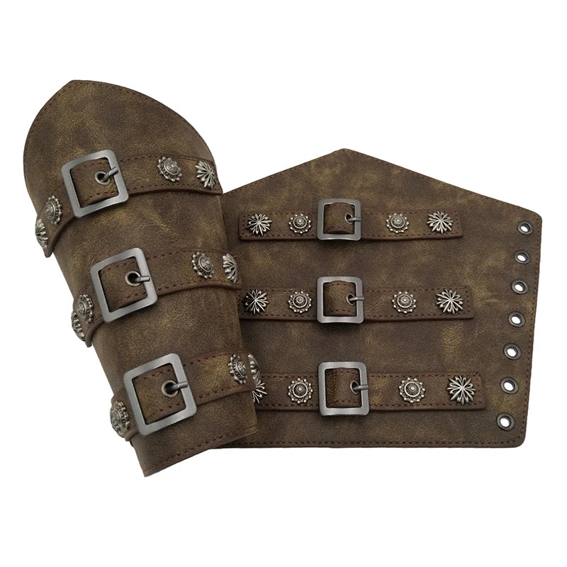 1Pc Männer Viking Krieger Ritter Gauntlet Armband Medieval Cosplay Requisiten Leder Niet Rüstung Arm Wärmer Verband Armschiene So ist Leben
