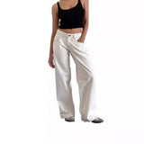 Retro Amerikanische Low-Waist Jeans ohne Stretch, Gerades Bein, Damen-Herbstmode, Weites Bein, Frischer Süßer Stil, Baumwolle So ist Leben