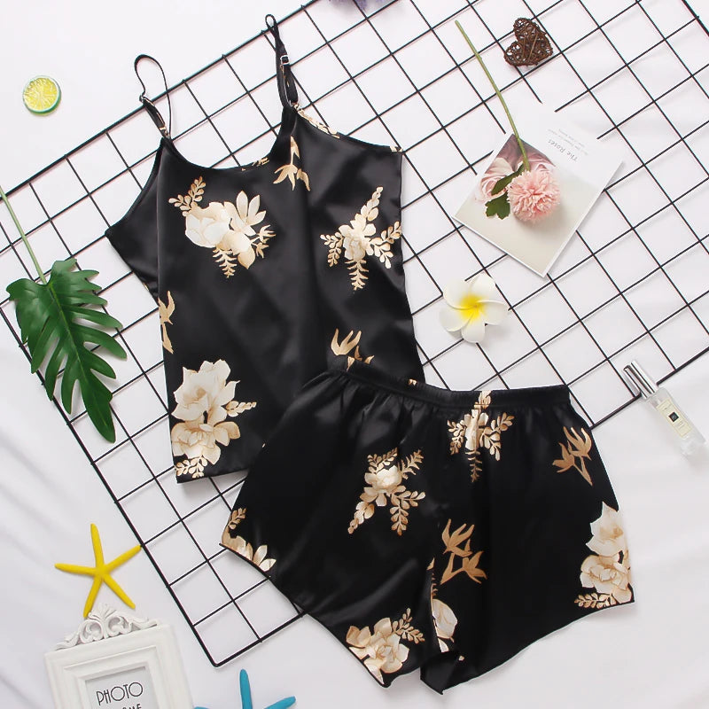 Damen Satin Seide Spitze Cami Weste Shorts Dessous Pyjamas Set Sommer Frauen Pyjamas Sets Zwei Stück Set Pijama Für Frau So ist Leben