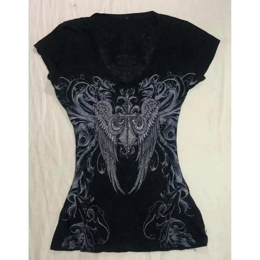 Y2k Crop Top Punk Grafik T-shirts Straße Hot Girl 2000er Jahre Kleidung Süße Slim Tees Harajuku Sommer Damen Top Gothic Shirt emo So ist Leben