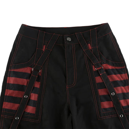 Gothic Frauen Punk Cargo Hosen Dark Academia Ästhetische Hohe Taille Baggy Hosen mit Taschen Grunge Streetwear Y2k So ist Leben
