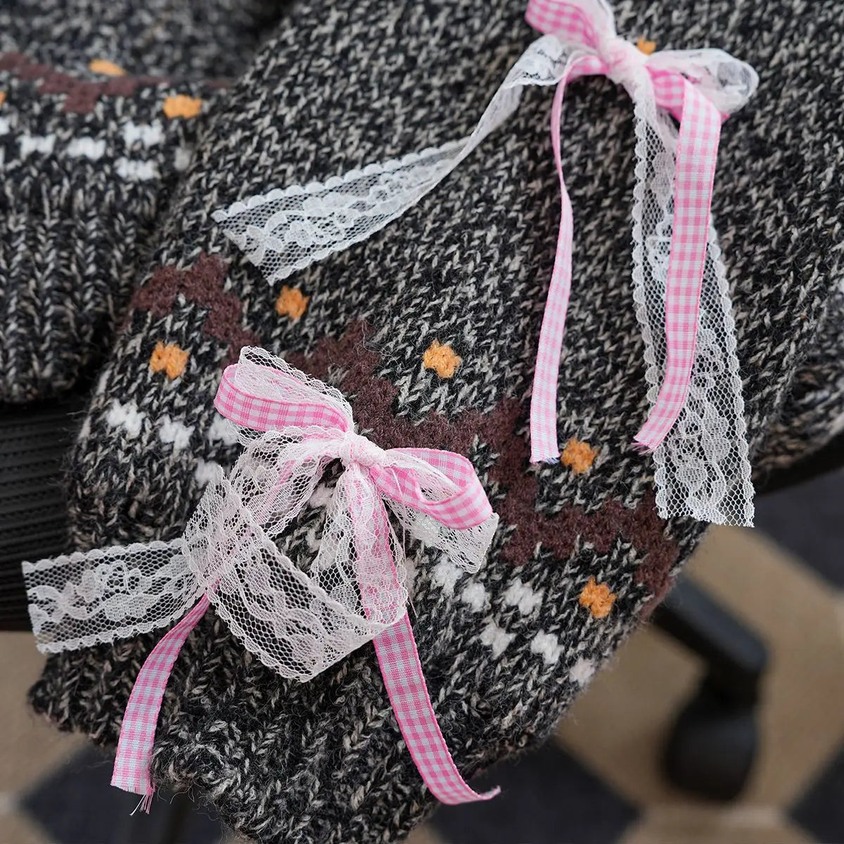 Vintage Hallo Kittys Pullover Herbst Winter Frauen Stricken Langarm Tops Koreanische Mode Rundhals Woolen Pullover Lose Warme So ist Leben