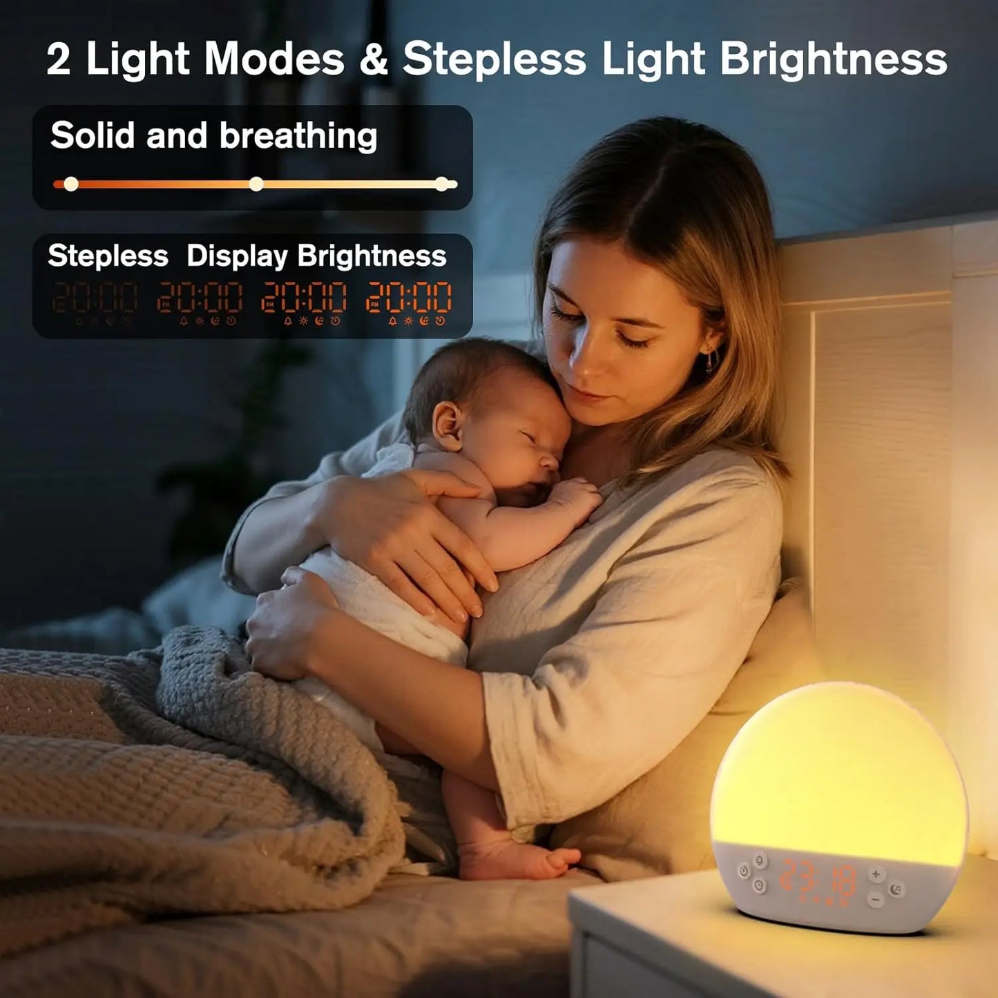 LED-Digitalwecker, Sonnenaufgang, Aufwachen, Licht, Nachttisch, dimmbar, RGB-Farbwechsel, Nachtlicht, weißes Rauschen, Maschinenwecker So ist Leben