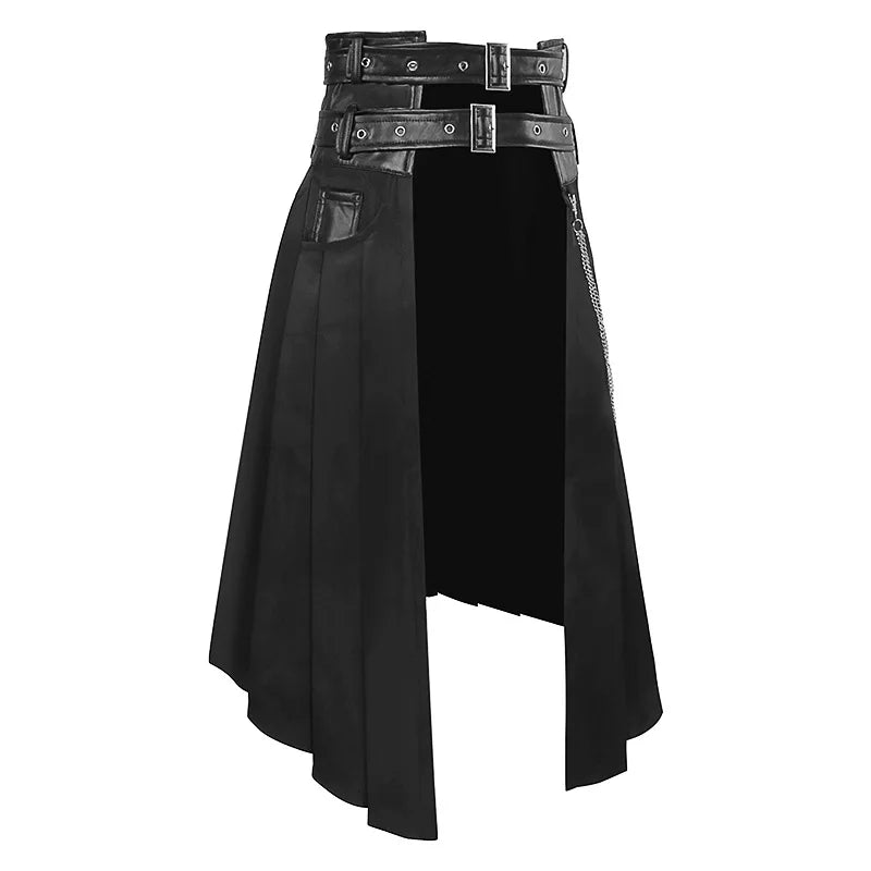 Unisex-Lederrock für Herren, große Freizeitkleidung, Gothic-Stil, Punk, Rock, mittelalterlich, schottisch, Frühling und Herbst So ist Leben