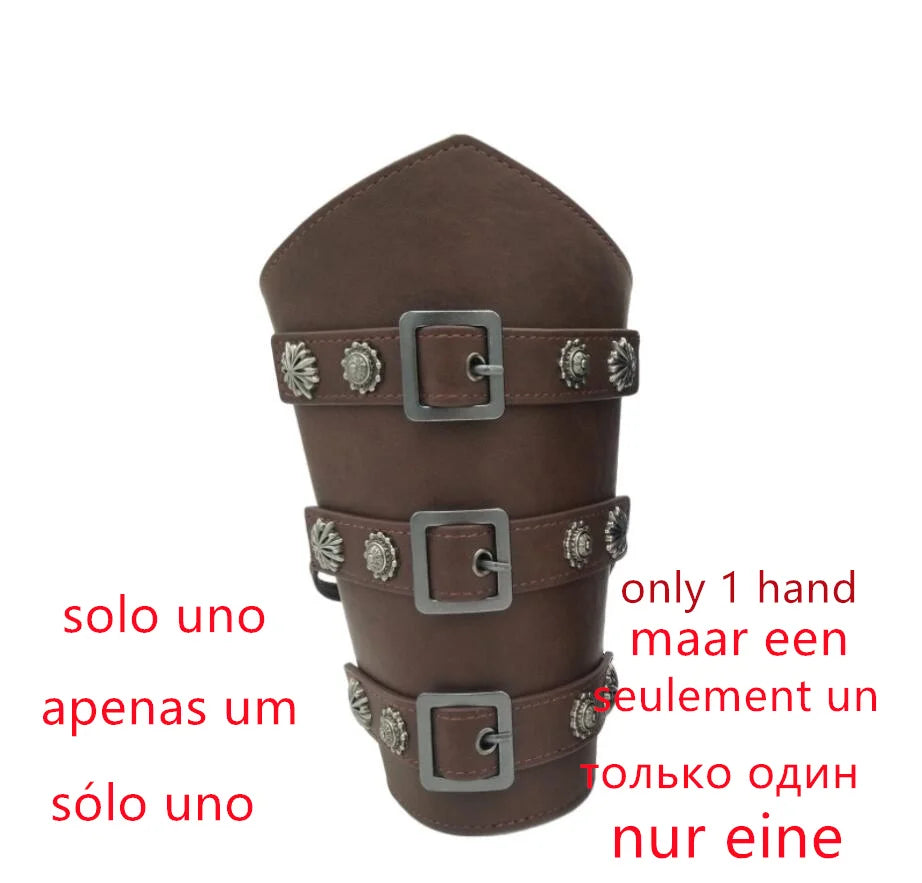 1Pc Männer Viking Krieger Ritter Gauntlet Armband Medieval Cosplay Requisiten Leder Niet Rüstung Arm Wärmer Verband Armschiene So ist Leben