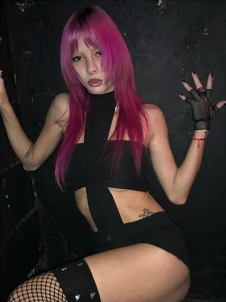 Seltsame Puss Sexy Halter Strampler Frauen Kreuz Hohl Taillen Ärmellose Trend Chic Hottie Solide Dünne Straße Clubwear Overall So ist Leben