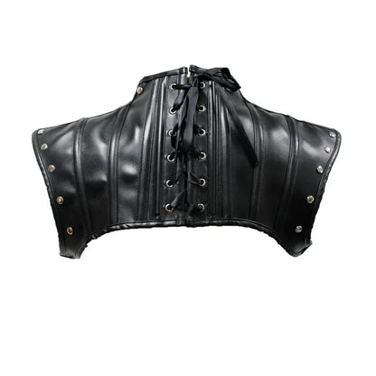 Gothic Punk Cosplay Schal High Neck Kordelzug Zurück Retro Schal Mittelalterlichen PU Leder Halloween Korsett Crop Top Kostüme So ist Leben