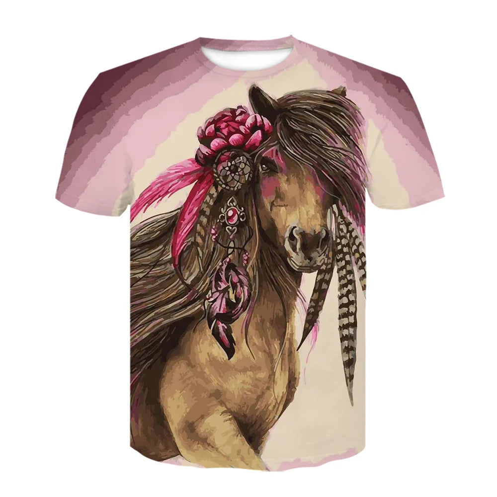 Neue 3d Tier T Hemd Männer Pferd Gedruckt Harajuku Casual Punk Rock Mode Streetwear O Neck Sportliche Atmungsaktive Leichte So ist Leben