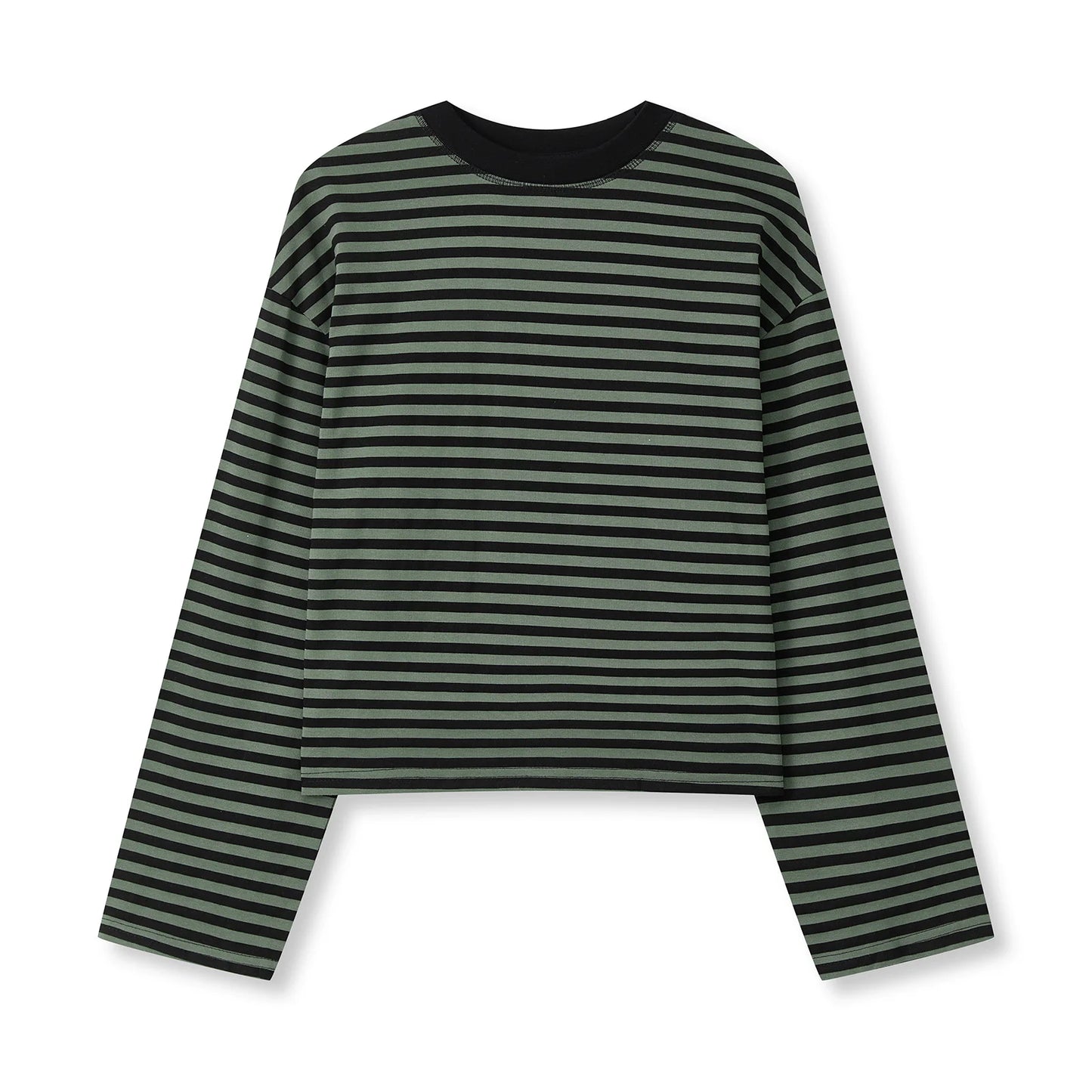 Frauen Langarm Shirts Rundhals Lose Sweatshirts Damen Herbst Casual Gestreiften Top Streetwear So ist Leben
