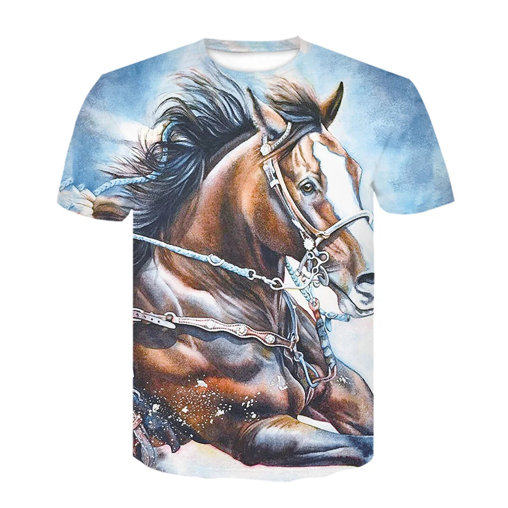 Neue 3d Tier T Hemd Männer Pferd Gedruckt Harajuku Casual Punk Rock Mode Streetwear O Neck Sportliche Atmungsaktive Leichte So ist Leben