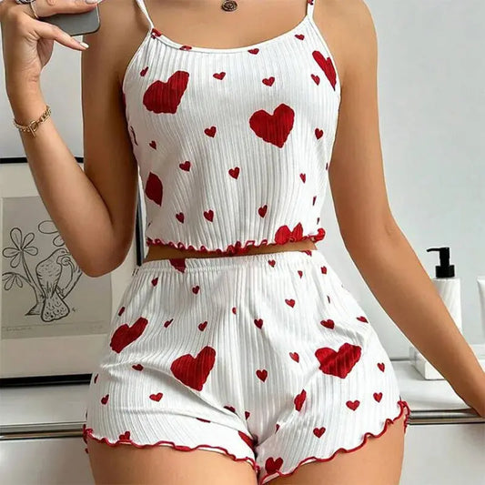 Lässige, weiche, kurze Nachtwäsche-Tanktops mit Liebesdruck - So ist Leben