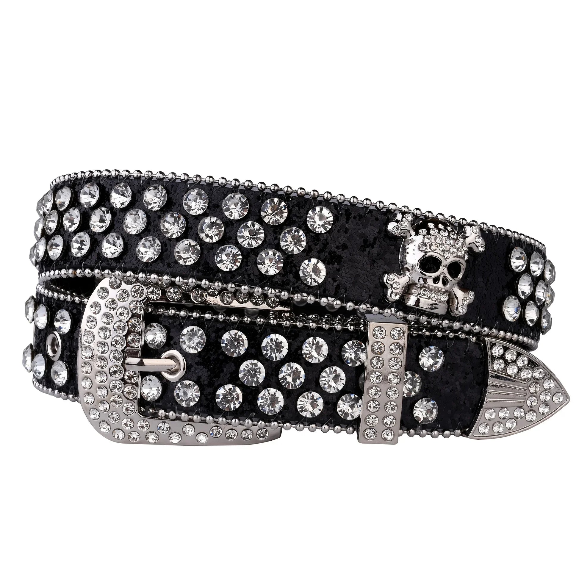 Strass-Schädelgürtel, Western-Cowgirl-Gürtel für Damen und Mädchen, mit Nieten besetzter Landgürtel aus PU-Leder So ist Leben