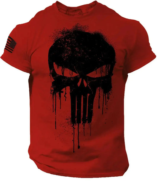 T-Shirt mit 3D-Druck im Militärstil mit patriotischem Totenkopf - So ist Leben