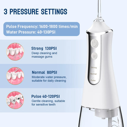 Dental Munddusche Wasser Flosser Gewinde Zähne Pick Mund Waschmaschine 5 Düsen 3 Modi USB Aufladbare 300 ml Tank So ist Leben