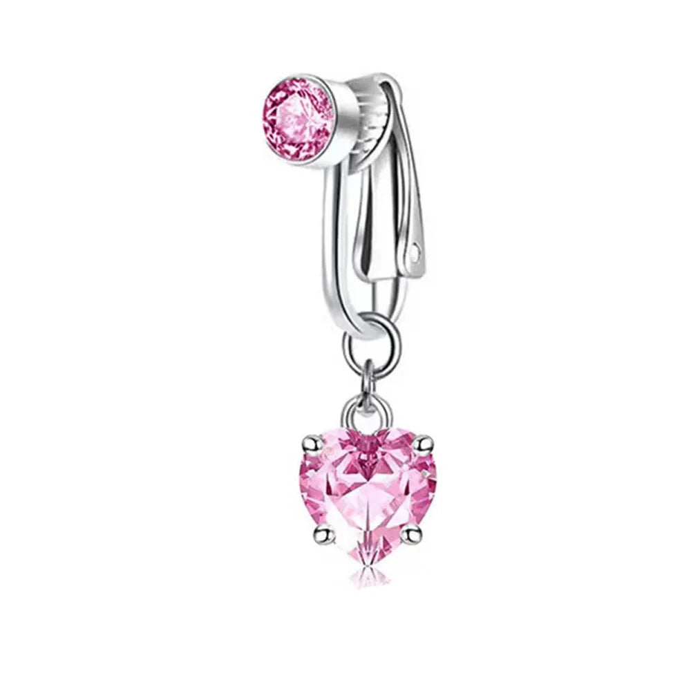 Clip On Bauchnabelring Schmetterling Kupfer Zirkon Rosa Fake Bauchnabelpiercing Nabelschnur Nabel Körperschmuck Trendiger Modestil So ist Leben