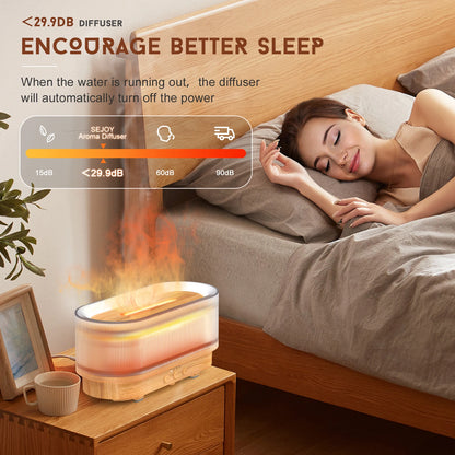 SEJOY Luftbefeuchter mit LED-Licht, Aroma-Diffusor für Ätherische Öle, Flammen-Automatik-Duftspender für Zuhause So ist Leben