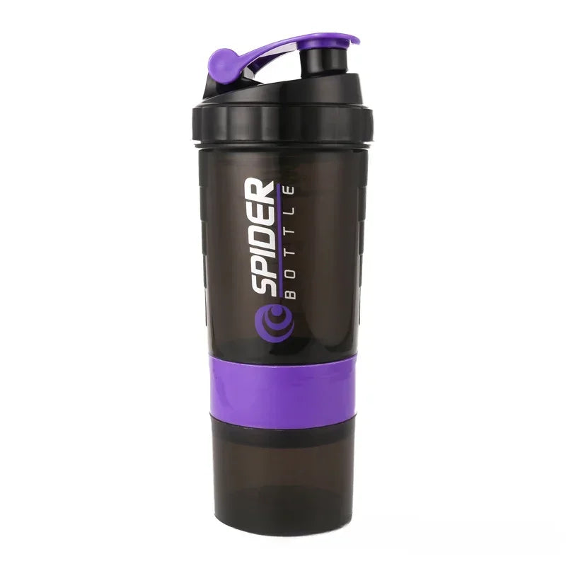 500 ml geschichtete Proteinflasche, Pulvershaker mit Pulver-Aufbewahrungsbehälter, große Wasserflasche, Wasserflasche mit Draht-Rührkugel So ist Leben