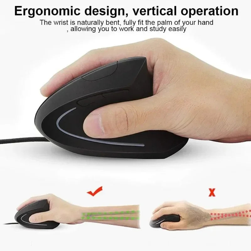 Vertikale optische Maus, ergonomisches Design, 4-stufige DPI, verstellbare USB-LED-Gaming-Maus mit Kabel für Windows, Laptop, PC So ist Leben