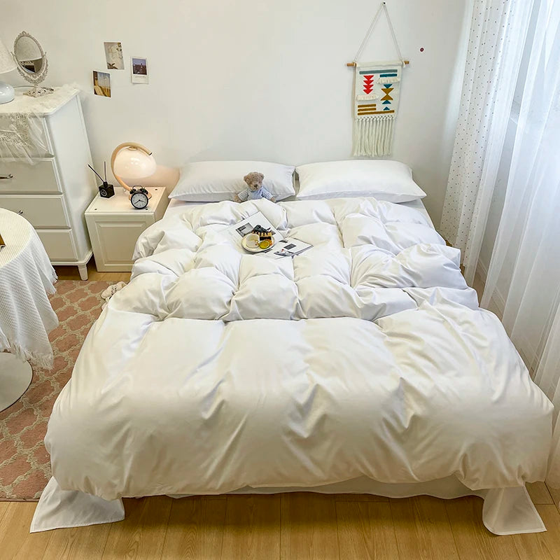Schwarzes Bettwäsche set weiches Bettwäsche set gewaschener Baumwoll bett bezug Kissen bezug und Bettlaken постельное бельё набор Home Bettwäsche So ist Leben