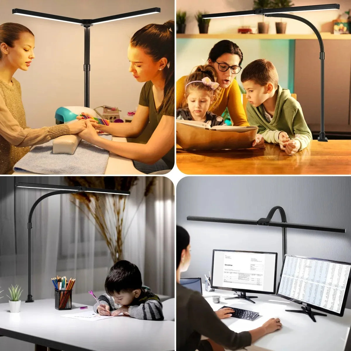 LED-Schreibtischlampe, Doppel-/Einzelkopf-Architekt-Schreibtischlampen, Büro, augenschonende Schreibtischleuchte, stufenlos dimmbar, verstellbare Schwanenhalslampe So ist Leben