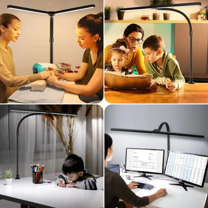LED-Schreibtischlampe, Doppel-/Einzelkopf-Architekt-Schreibtischlampen, Büro, augenschonende Schreibtischleuchte, stufenlos dimmbar, verstellbare Schwanenhalslampe So ist Leben