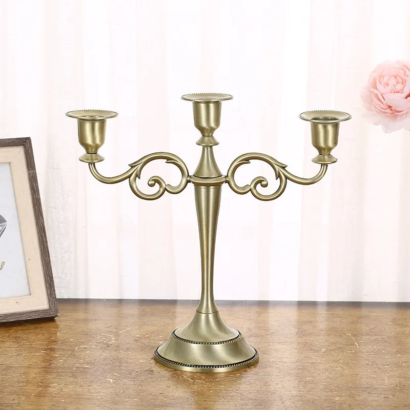 Silber Gold Schwarz Bronze Metall Kerzenhalter Retro 3-armige Abendessen Kandelaber Hochzeit Home Decor Kandelaber So ist Leben