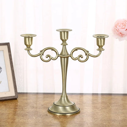 Silber Gold Schwarz Bronze Metall Kerzenhalter Retro 3-armige Abendessen Kandelaber Hochzeit Home Decor Kandelaber So ist Leben