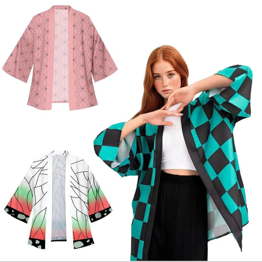 Männer Japa Nese Anime Samurai Tanjiro Kamado Grün Zurück Karo CT Kimono Haori Cardigan Zenitsu Azuma Yellow Kospy Kos Tsume So ist Leben