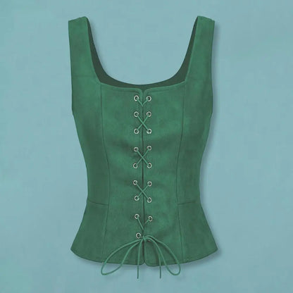 Vintage Damen-Weste, Schnürgurt, Renaissance, quadratischer Ausschnitt, ärmellos, mittelalterlich, schmale Passform, Halloween, Cosplay, Performance-Top So ist Leben
