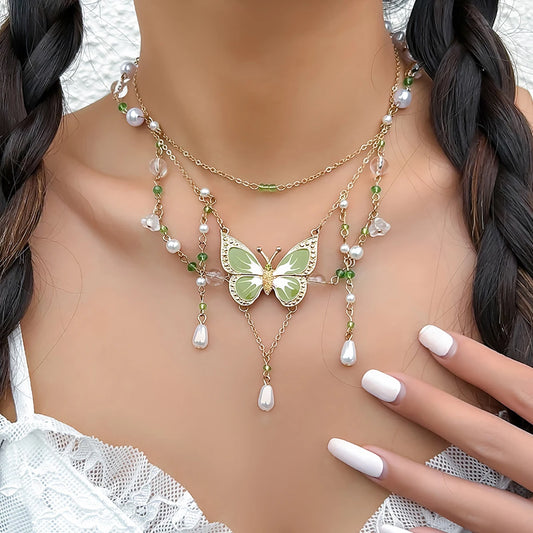 Gothic Schmetterling Halskette mit Metallkette - So ist Leben