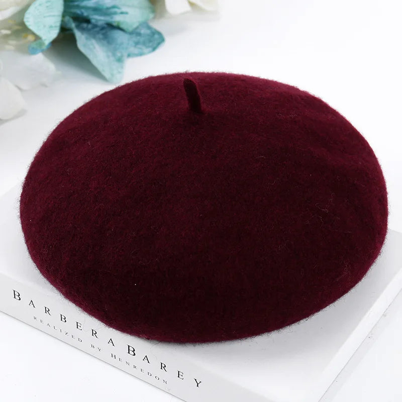 Wolle Berets Winter Frauen Französisch Stil Warme Beanie Hut Kürbis Hut Vintage Baskenmütze Einfarbig Elegante Dame Alle Abgestimmt Herbst Kappen So ist Leben