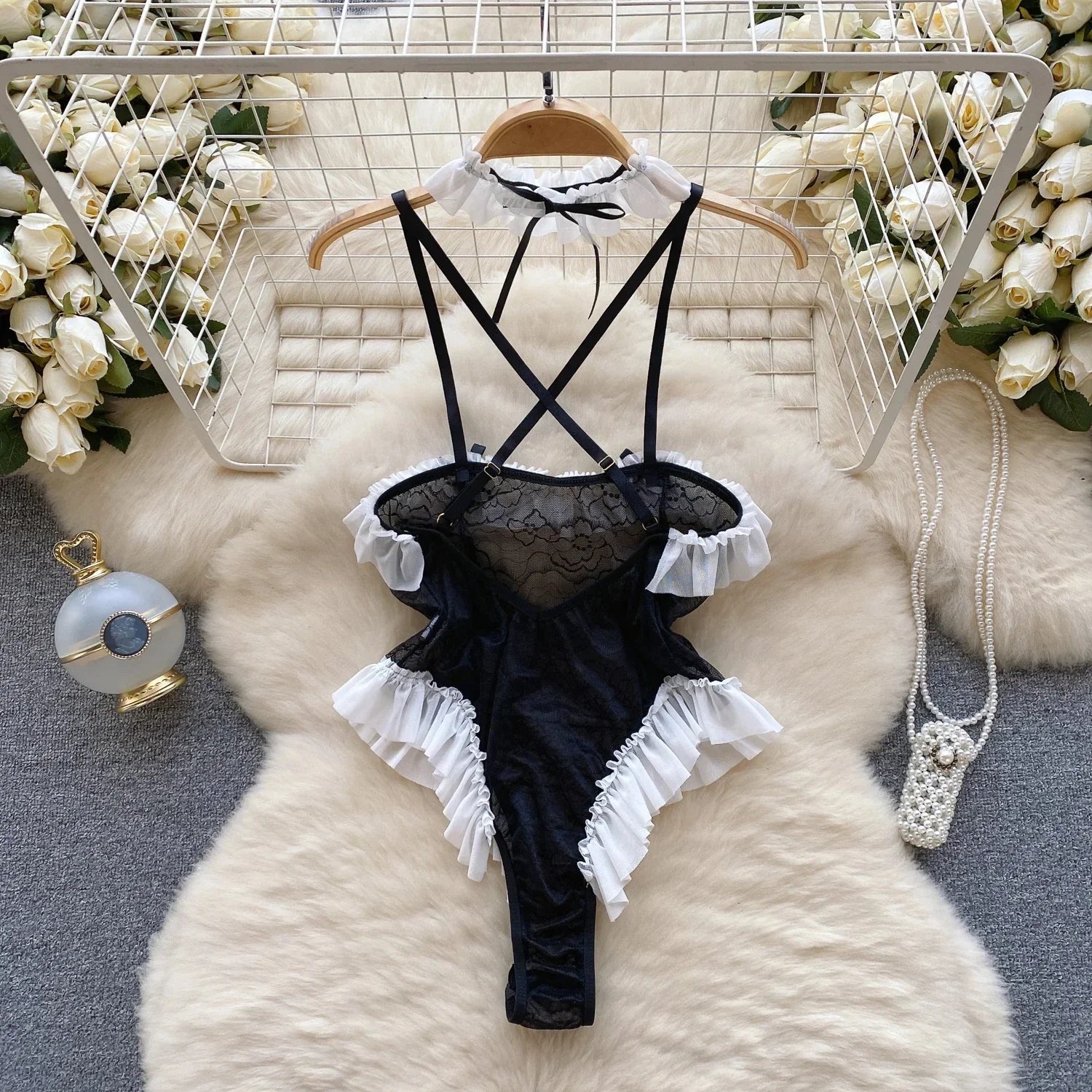 Overall Heißer Für Frauen Rüschen Spitze Strappy Onesie Camis Porno Uniform Sheer Sinnliche Magdalyn Bodycon Bodys Transparent Neue So ist Leben
