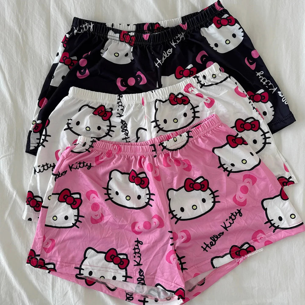 Hello Kitty Herbst/Winter Bequeme kurze Cartoon-Sportshorts für Kinder/Erwachsene, 2025, Weihnachtsmode, lässig, für Männer und Frauen, Paar-Shorts So ist Leben