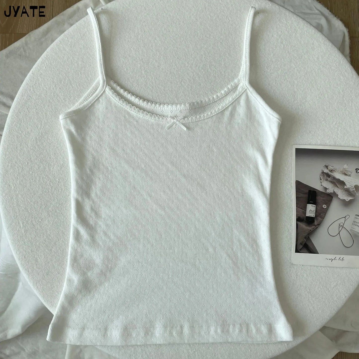 Süße Blumendruck Öse Schleife abgeschnittene Westen Frauen Baumwolle beiläufige dünne Spitzenbesatz Tank Tops Vintage Adrette süße Leibchen Y2K So ist Leben