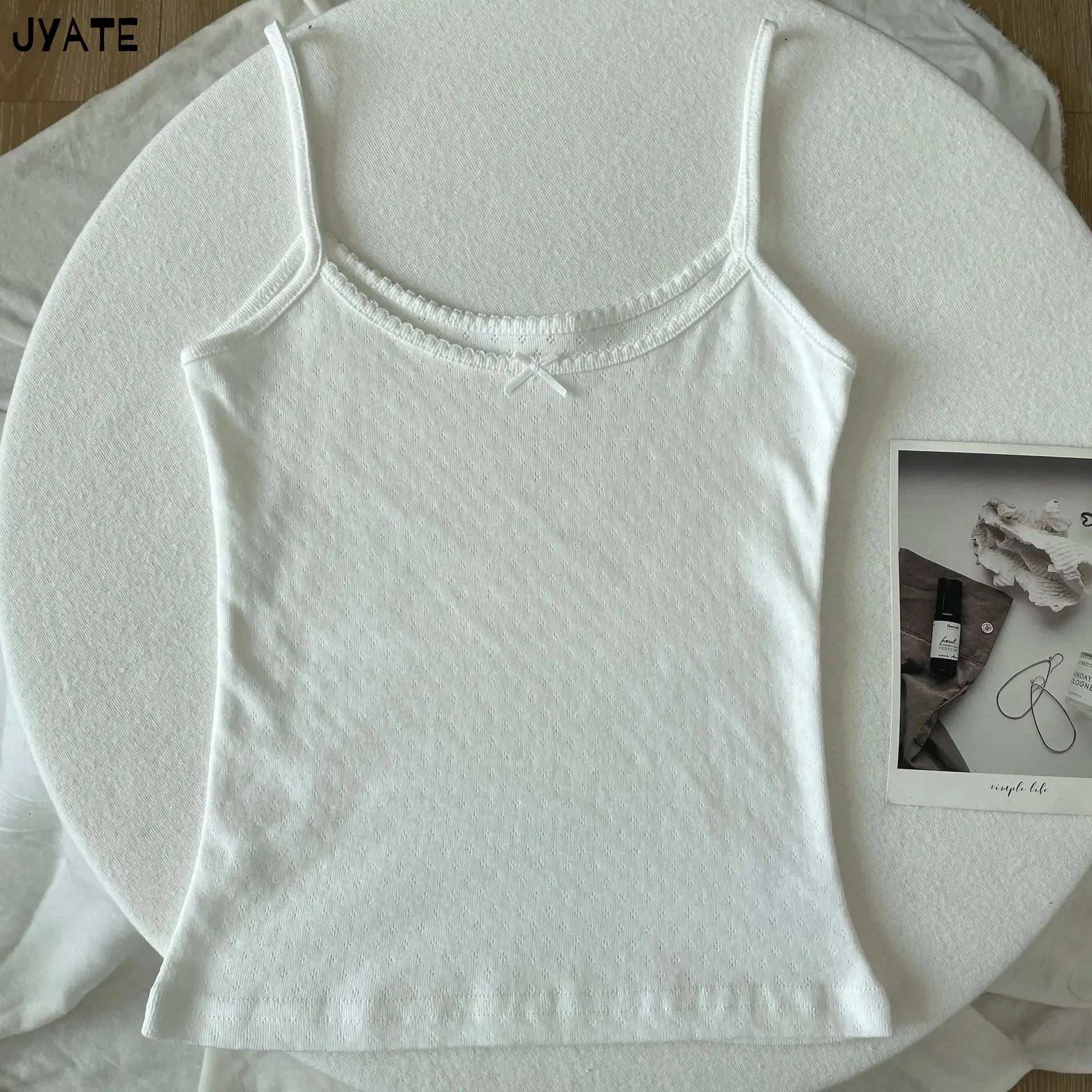 Süße Blumendruck Öse Schleife abgeschnittene Westen Frauen Baumwolle beiläufige dünne Spitzenbesatz Tank Tops Vintage Adrette süße Leibchen Y2K So ist Leben