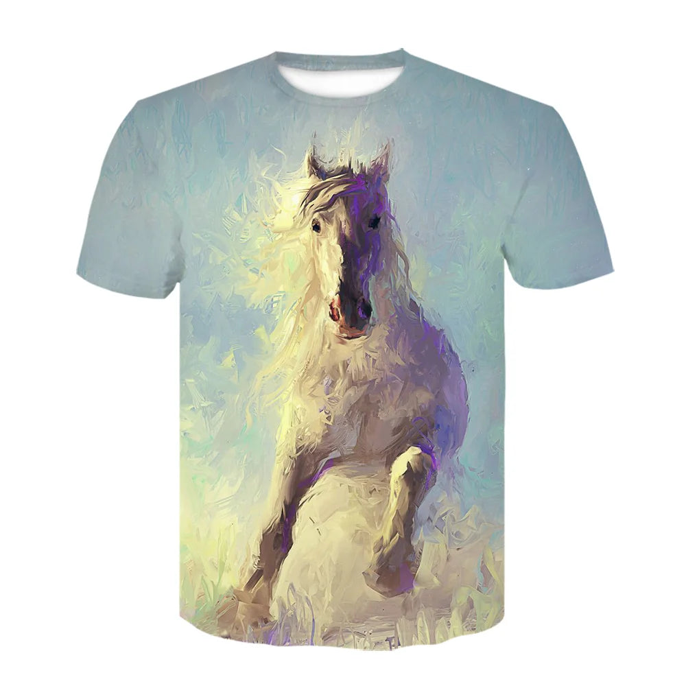 Neue 3d Tier T Hemd Männer Pferd Gedruckt Harajuku Casual Punk Rock Mode Streetwear O Neck Sportliche Atmungsaktive Leichte So ist Leben