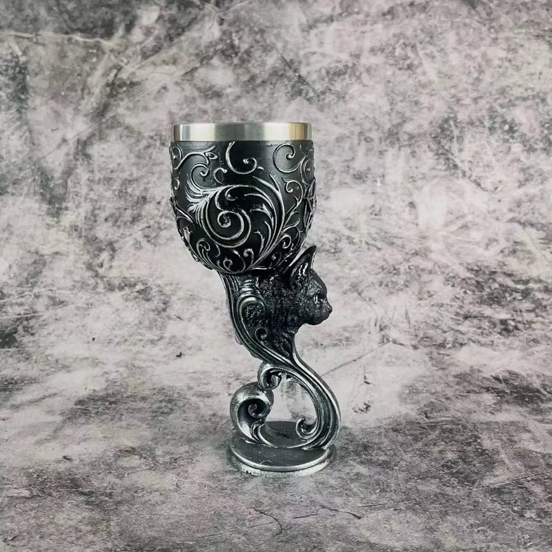 Klassischer Edelstahl‑Kelch mit Drachenmotiv und Strukturdesign So ist Leben