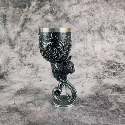 Klassischer Edelstahl‑Kelch mit Drachenmotiv und Strukturdesign So ist Leben