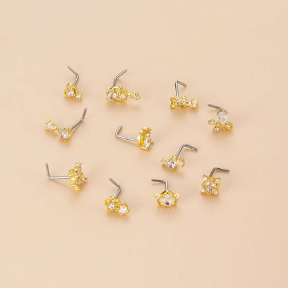 20G L-förmiger Kubischer Zirkonia Nasenstecker, Chirurgischer 316L Edelstahl Nasen-Lippen-Ohr-Piercing-Schmuck für Frauen Mädchen Trendig So ist Leben